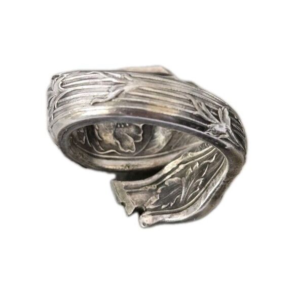 Vintage 1881 Rogers A1 Sterling Silver large Flower Spoon Ring Adjustable Sz:7.5 - Picture 7 of 12